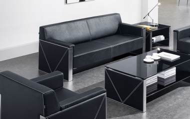 Dk-Black leather sofa set