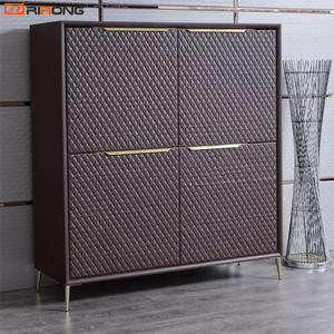 Brown Leather Filing Cabinet Bookcase Book Shelf Storage Organizer for Office