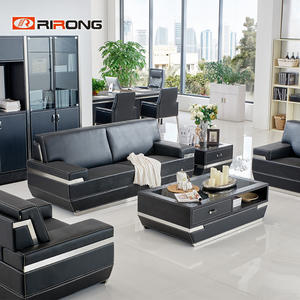 genuine  Leather black Office sofa Set