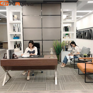 Wooden leather home office desk