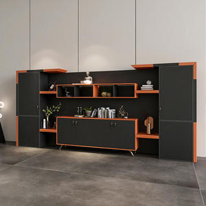 office bookcase bookshelf Minimalist luxury and tasteful high-end atmosphere 