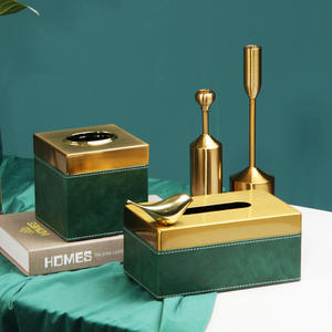 Dark Green Leather Tissue Box